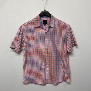 Linea Uomo Men Short Sleeve Button Shirt Top Size XL X-Large Plaid M232 -29